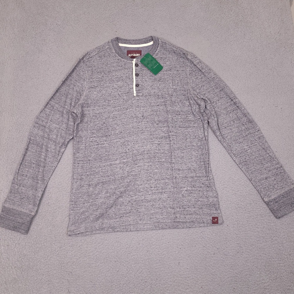 Alesbury Thermal Henley Men Large Tall LT Gray Cotton Riverdale Long Sleeve NWT